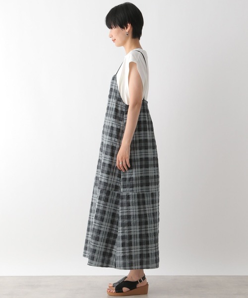 LEPSIM(レプシィム)の「チェックキャミワンピース 129307(ワンピース・レディース・ホワイト×ブラック/グリーン・FREE)」の15枚目の写真