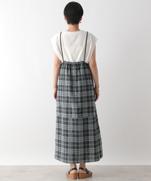 LEPSIM(レプシィム)の「チェックキャミワンピース 129307(ワンピース・レディース・ホワイト×ブラック/グリーン・FREE)」の14枚目の写真