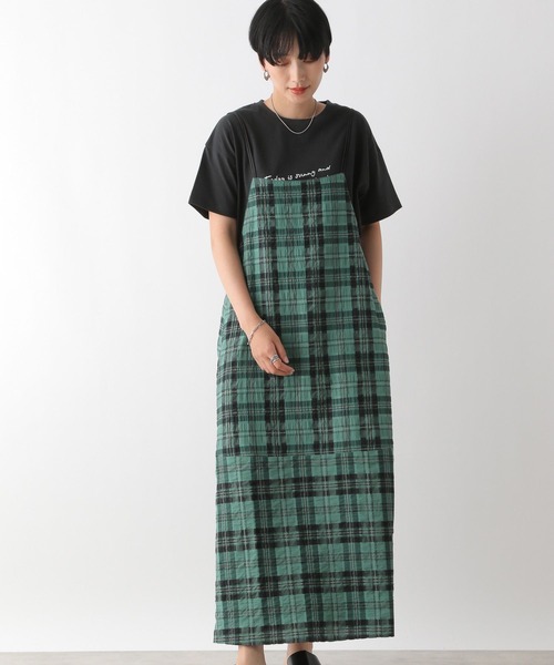 LEPSIM(レプシィム)の「チェックキャミワンピース 129307(ワンピース・レディース・ホワイト×ブラック/グリーン・FREE)」の19枚目の写真