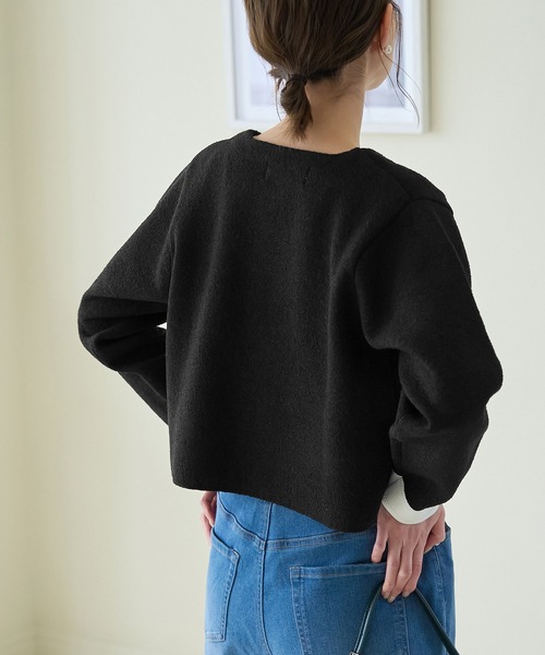 ROPE' PICNIC（ロペピクニック）の「金釦ニットカーディガン（カーディガン/ボレロ・レディース・ライトグレー/ブラック/オフホワイト・38）」の9枚目の写真