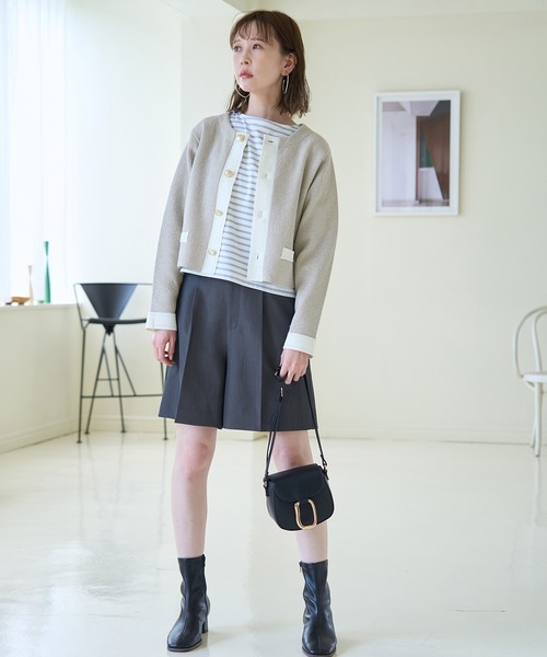 ROPE' PICNIC（ロペピクニック）の「金釦ニットカーディガン（カーディガン/ボレロ・レディース・ライトグレー/ブラック/オフホワイト・38）」の10枚目の写真