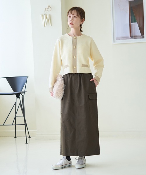 ROPE' PICNIC（ロペピクニック）の「金釦ニットカーディガン（カーディガン/ボレロ・レディース・ライトグレー/ブラック/オフホワイト・38）」の16枚目の写真