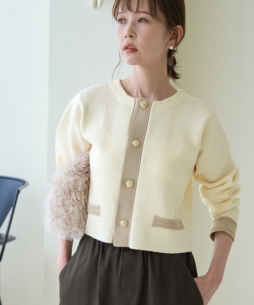 ROPE' PICNIC（ロペピクニック）の「金釦ニットカーディガン（カーディガン/ボレロ・レディース・ライトグレー/ブラック/オフホワイト・38）」の17枚目の写真