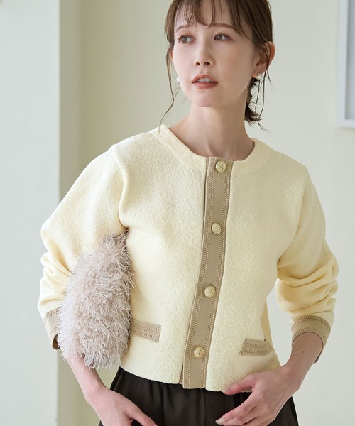 ROPE' PICNIC（ロペピクニック）の「金釦ニットカーディガン（カーディガン/ボレロ・レディース・ライトグレー/ブラック/オフホワイト・38）」の18枚目の写真