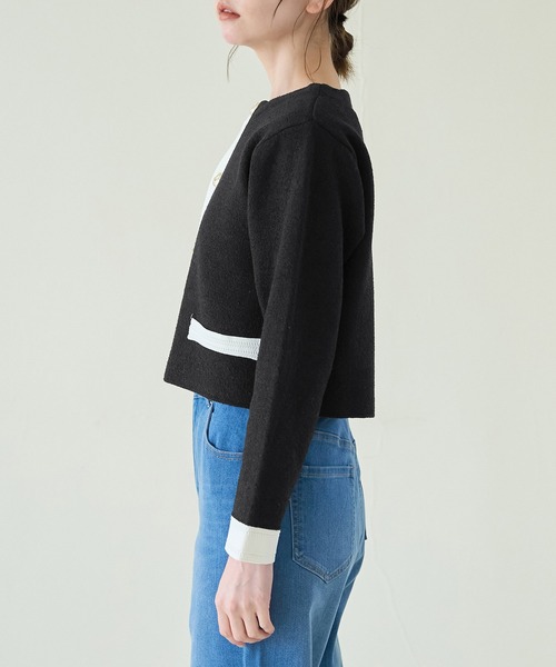 ROPE' PICNIC（ロペピクニック）の「金釦ニットカーディガン（カーディガン/ボレロ・レディース・ライトグレー/ブラック/オフホワイト・38）」の19枚目の写真