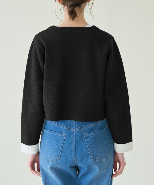 ROPE' PICNIC（ロペピクニック）の「金釦ニットカーディガン（カーディガン/ボレロ・レディース・ライトグレー/ブラック/オフホワイト・38）」の20枚目の写真