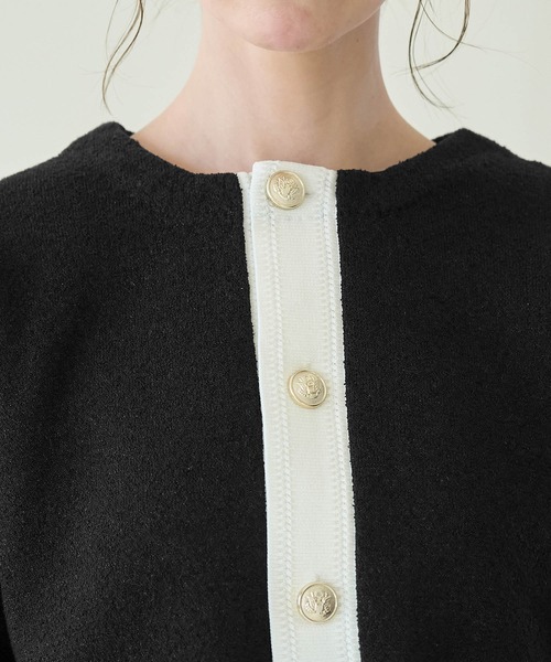 ROPE' PICNIC（ロペピクニック）の「金釦ニットカーディガン（カーディガン/ボレロ・レディース・ライトグレー/ブラック/オフホワイト・38）」の22枚目の写真