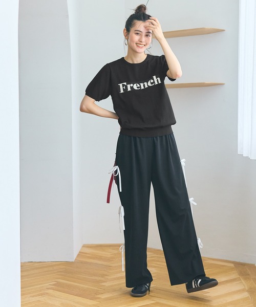 coca(coca)(コカ)の「ジャカードロゴニットトップス(Tシャツ/カットソー・レディース・ブラック/アイボリー・L/M/S)」の5枚目の写真