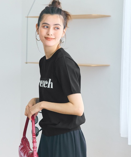 coca(coca)(コカ)の「ジャカードロゴニットトップス(Tシャツ/カットソー・レディース・ブラック/アイボリー・L/M/S)」の6枚目の写真