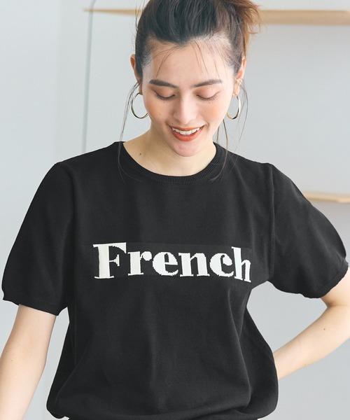 coca(coca)(コカ)の「ジャカードロゴニットトップス(Tシャツ/カットソー・レディース・ブラック/アイボリー・L/M/S)」の7枚目の写真