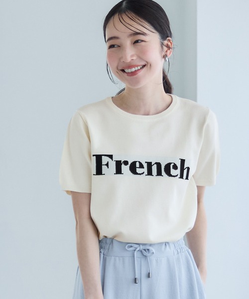 coca(coca)(コカ)の「ジャカードロゴニットトップス(Tシャツ/カットソー・レディース・ブラック/アイボリー・L/M/S)」の3枚目の写真