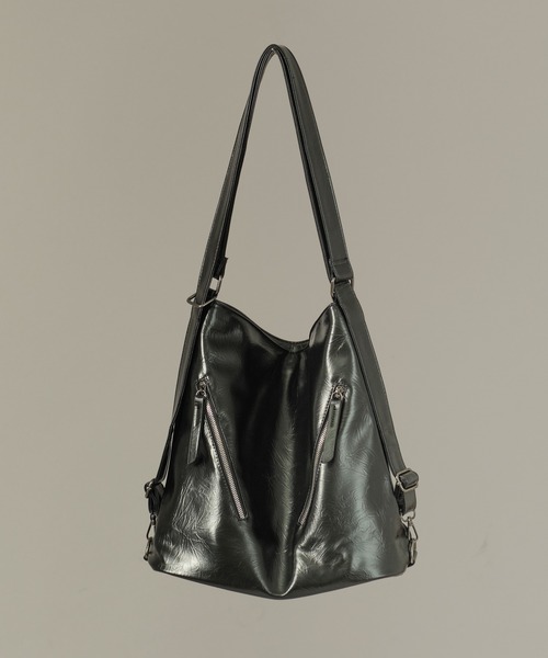 SELLE GLANT(セレグランテ)の「2WAY DESIGN ZIP SHOULDER BAG/2WAYデザインジップバッグ(ショルダーバッグ・メンズ・ブラック/シルバー・ONESIZE)」の13枚目の写真