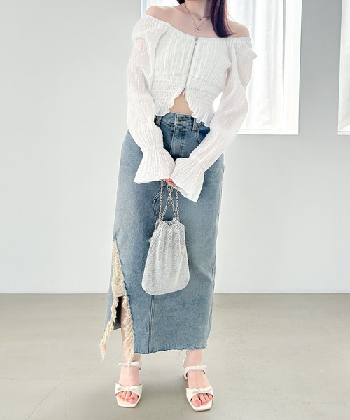 Heather（ヘザー）の「パフスリーブZIPブラウス　140687（シャツ/ブラウス・レディース・オフホワイト/ブラック/イエロー・FREE）」の21枚目の写真