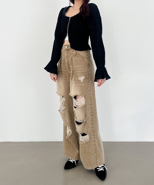 Heather（ヘザー）の「パフスリーブZIPブラウス　140687（シャツ/ブラウス・レディース・オフホワイト/ブラック/イエロー・FREE）」の16枚目の写真