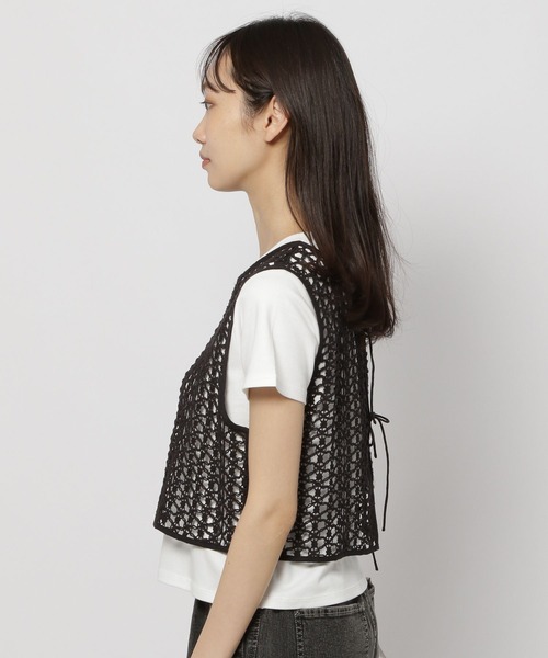 niko and...（ニコアンド）の「2WAY幾何学レースリボンブラウス（シャツ/ブラウス・レディース・アイボリー/ブラック・FREE）」の4枚目の写真