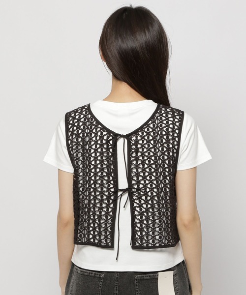 niko and...（ニコアンド）の「2WAY幾何学レースリボンブラウス（シャツ/ブラウス・レディース・アイボリー/ブラック・FREE）」の3枚目の写真