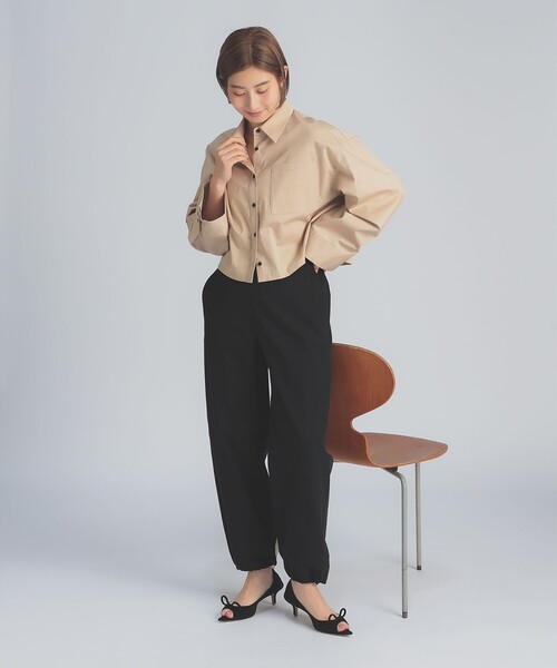 Demi-Luxe BEAMS（デミルクス ビームス）の「コットン ナイロン ツイル ジョガーパンツ（その他パンツ・レディース・ベージュ/ブラック・36/38）」の3枚目の写真