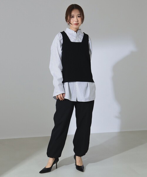 Demi-Luxe BEAMS（デミルクス ビームス）の「コットン ナイロン ツイル ジョガーパンツ（その他パンツ・レディース・ベージュ/ブラック・36/38）」の15枚目の写真