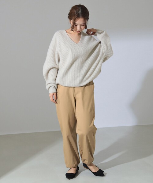 Demi-Luxe BEAMS（デミルクス ビームス）の「コットン ナイロン ツイル ジョガーパンツ（その他パンツ・レディース・ベージュ/ブラック・36/38）」の20枚目の写真