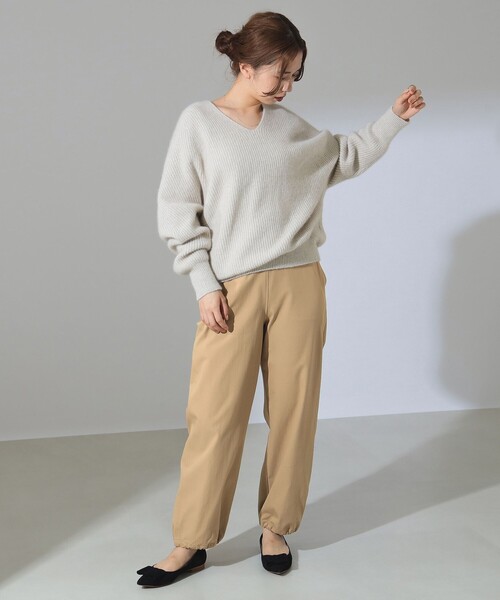 Demi-Luxe BEAMS（デミルクス ビームス）の「コットン ナイロン ツイル ジョガーパンツ（その他パンツ・レディース・ベージュ/ブラック・36/38）」の22枚目の写真