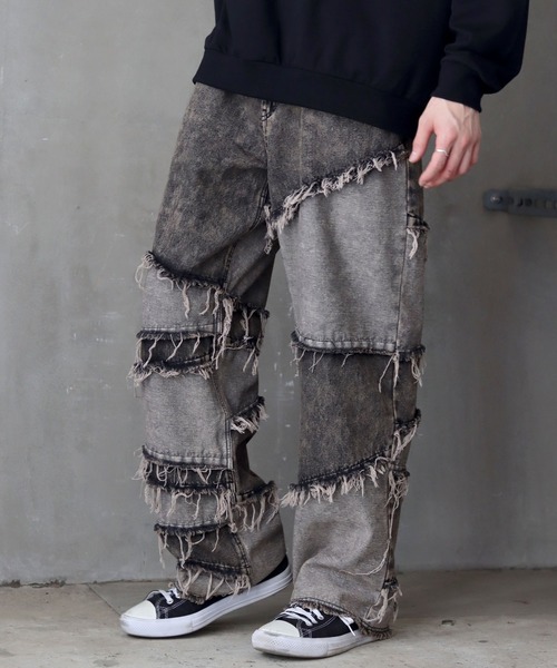 TOTH660 BOMBED PANTS リメイクプリントデニムパンツ TOTH660 BOMBED PANTS リメイクプリントデニムパンツ