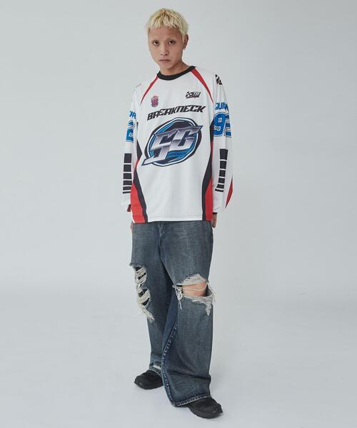 WEGO(ウィゴー)の「WEGO/レーシングロゴメッシュロンT(Tシャツ/カットソー・メンズ・ブラック/ホワイト・MEDIUM/LARGE)」の13枚目の写真