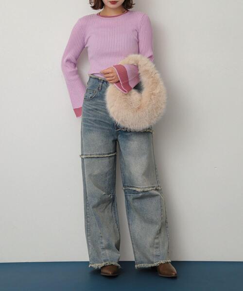 SENSE OF PLACE by URBAN RESEARCH（センスオブプレイスバイアーバンリサーチ）の「ファーラウンドバッグ（ハンドバッグ・レディース・ベージュ/ブラウン/ミント・ONE）」の5枚目の写真