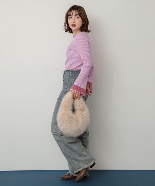 SENSE OF PLACE by URBAN RESEARCH（センスオブプレイスバイアーバンリサーチ）の「ファーラウンドバッグ（ハンドバッグ・レディース・ベージュ/ブラウン/ミント・ONE）」の6枚目の写真