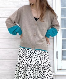 Q | バイカラーBASICカーデ(カーディガン/ボレロ)