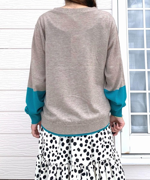 Q（キュー）の「バイカラーBASICカーデ（カーディガン/ボレロ・レディース・ベージュ/ブラック・MEDIUM）」の11枚目の写真