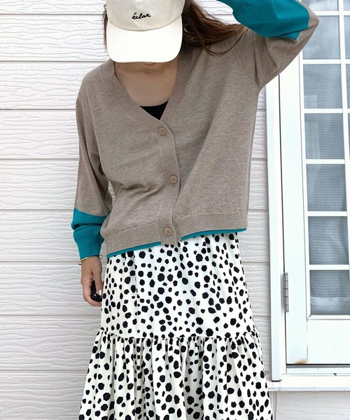 Q（キュー）の「バイカラーBASICカーデ（カーディガン/ボレロ・レディース・ベージュ/ブラック・MEDIUM）」の13枚目の写真