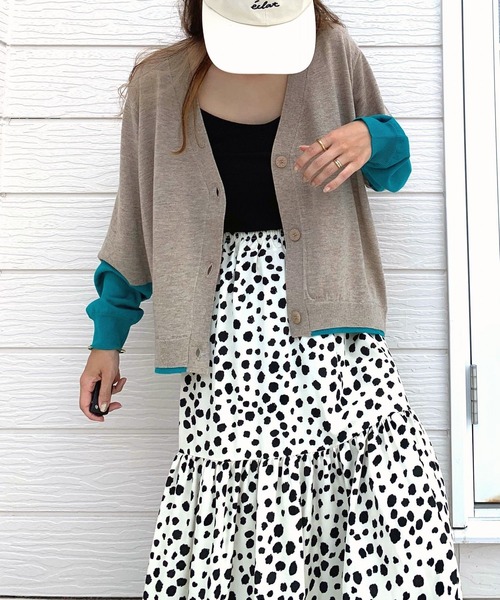 Q（キュー）の「バイカラーBASICカーデ（カーディガン/ボレロ・レディース・ベージュ/ブラック・MEDIUM）」の15枚目の写真