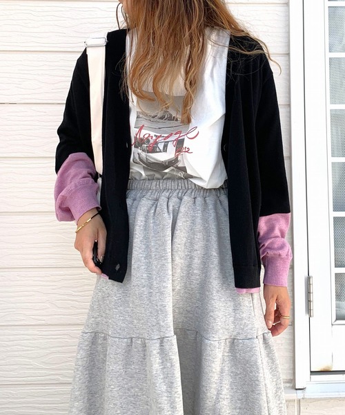 Q（キュー）の「バイカラーBASICカーデ（カーディガン/ボレロ・レディース・ベージュ/ブラック・MEDIUM）」の16枚目の写真