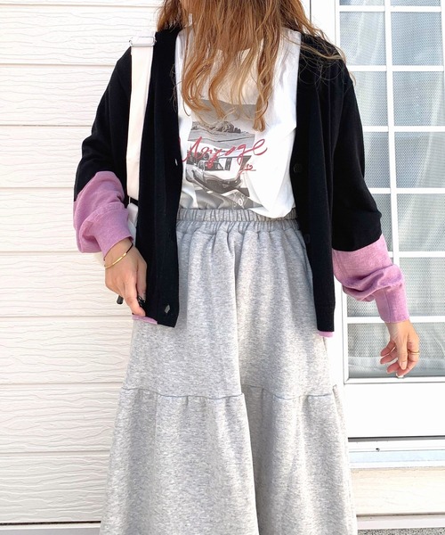 Q（キュー）の「バイカラーBASICカーデ（カーディガン/ボレロ・レディース・ベージュ/ブラック・MEDIUM）」の21枚目の写真