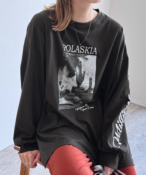 reca（レカ）の「サボテンフォト＆神ロゴPt プルオーバー（Tシャツ/カットソー・レディース・オフホワイト/チャコールグレー・FREE）」の5枚目の写真