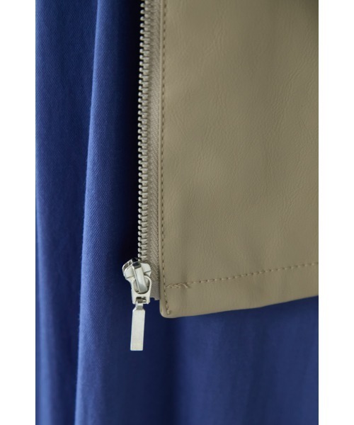 M.deux（エムドゥ）の「■フェイクレザーノーカラージャケット■（ノーカラージャケット・レディース・グレイッシュベージュ/ブラック・MEDIUM）」の12枚目の写真