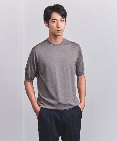 UNITED ARROWS(ユナイテッドアローズ)の「ウール ハイゲージ ニットTシャツ -ウォッシャブル-(ニット/セーター・メンズ・オフホワイト/モカ/ネイビー・M/S/XL/L)」の2枚目の写真