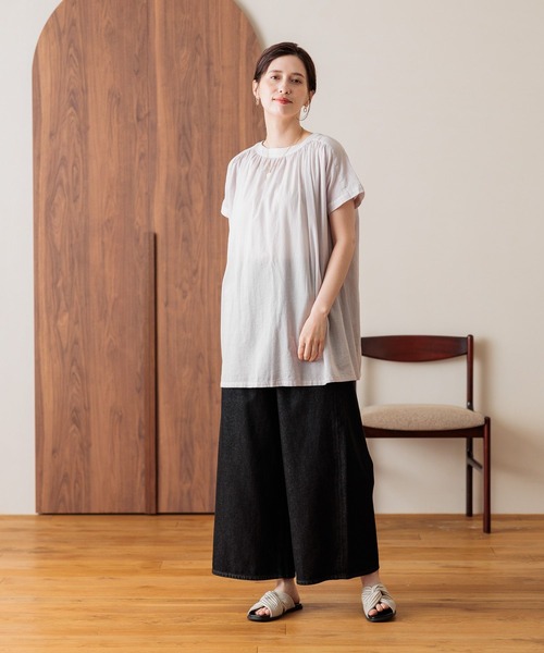 studio CLIP（スタディオクリップ）の「ルーズワイドデニムパンツ[プチ・プラスサイズあり]（デニムパンツ・レディース・ブラック/ライトブルー/インディゴブルー・PF/ﾌﾘｰ(L)/MEDIUM/LARGE/SMALL）」の10枚目の写真