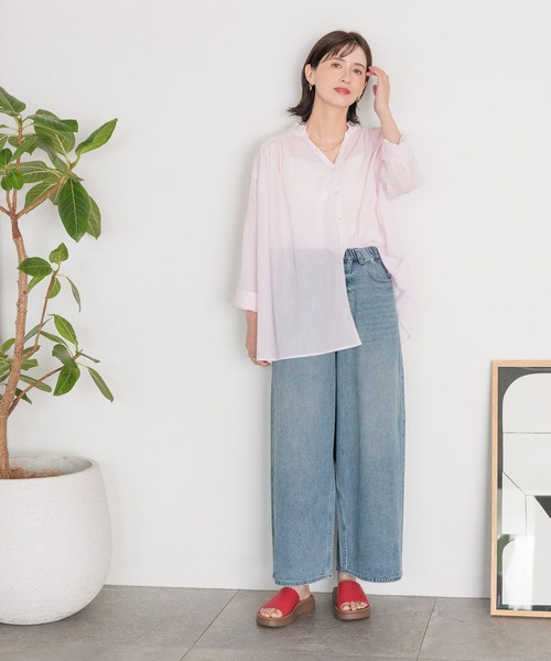 studio CLIP（スタディオクリップ）の「ルーズワイドデニムパンツ[プチ・プラスサイズあり]（デニムパンツ・レディース・ブラック/ライトブルー/インディゴブルー・PF/ﾌﾘｰ(L)/MEDIUM/LARGE/SMALL）」の17枚目の写真