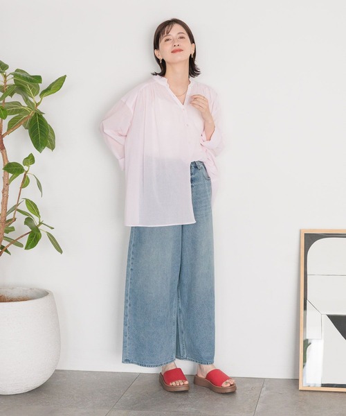 studio CLIP（スタディオクリップ）の「ルーズワイドデニムパンツ[プチ・プラスサイズあり]（デニムパンツ・レディース・ブラック/ライトブルー/インディゴブルー・PF/ﾌﾘｰ(L)/MEDIUM/LARGE/SMALL）」の18枚目の写真