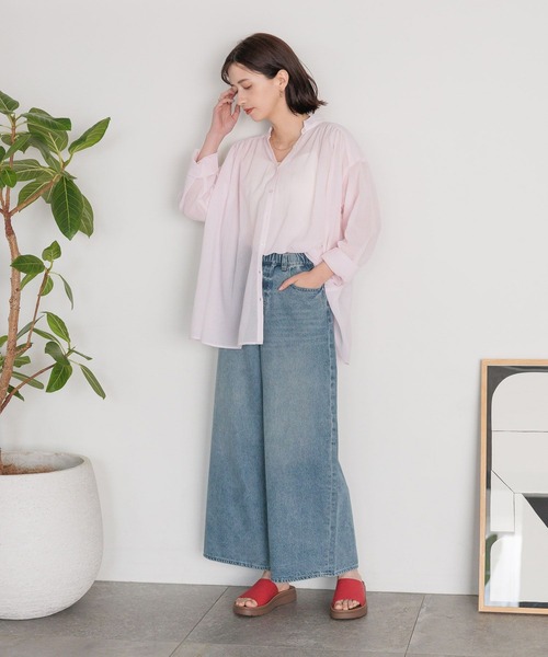 studio CLIP（スタディオクリップ）の「ルーズワイドデニムパンツ[プチ・プラスサイズあり]（デニムパンツ・レディース・ブラック/ライトブルー/インディゴブルー・PF/ﾌﾘｰ(L)/MEDIUM/LARGE/SMALL）」の19枚目の写真