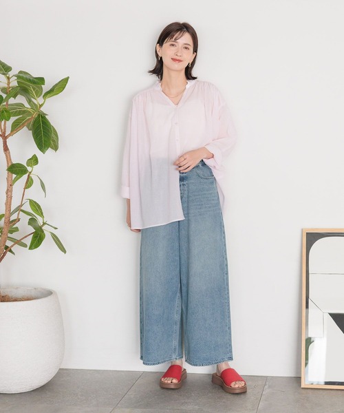 studio CLIP（スタディオクリップ）の「ルーズワイドデニムパンツ[プチ・プラスサイズあり]（デニムパンツ・レディース・ブラック/ライトブルー/インディゴブルー・PF/ﾌﾘｰ(L)/MEDIUM/LARGE/SMALL）」の20枚目の写真