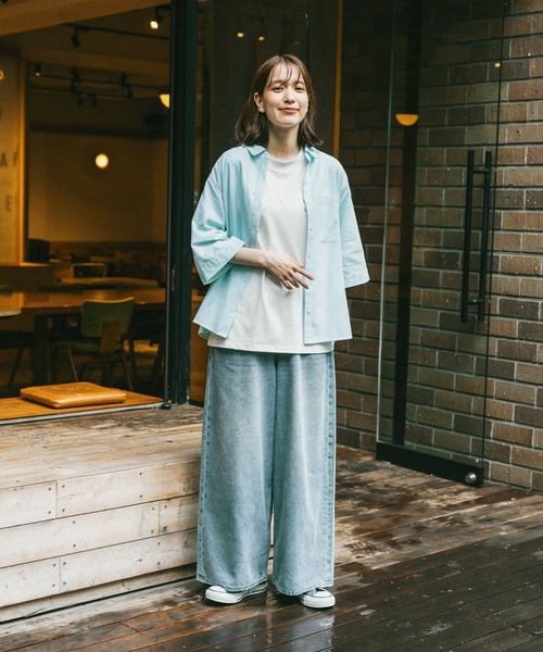 studio CLIP（スタディオクリップ）の「ルーズワイドデニムパンツ[プチ・プラスサイズあり]（デニムパンツ・レディース・ブラック/ライトブルー/インディゴブルー・PF/ﾌﾘｰ(L)/MEDIUM/LARGE/SMALL）」の21枚目の写真