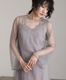 袖あり&ミモレ丈 パーティー ドレス 同窓会 アシンメトリーフラワー お呼ばれ 結婚式 フォーマル オケージョンドレス 二次会 成人式 謝恩会 20代 30代