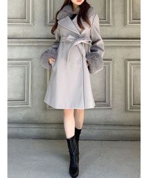 リゼクシー　フラッフィーコート　ブラック リゼクシー RESEXXY ビッグカラーロングコート （ブラック） -靴