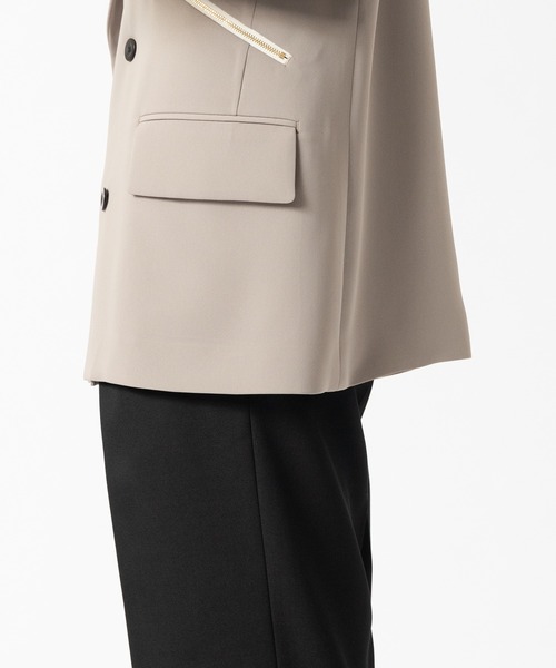 CULLNI Double Satin ZIP Pocketテーラードジャケット Double Satin Zip Pocket Tailored Jacket | CULLNI