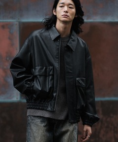 セール】Vintage-like synthetic leather A-2 jacket/ヴィンテージ