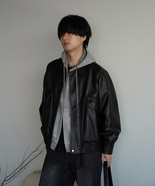 セール】ARTIFICIAL GRAIN SHORT BLOUSON（ブルゾン）｜WYM