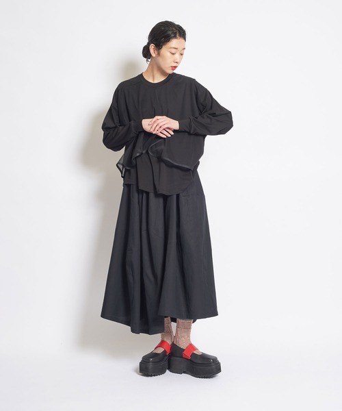 gomme(ゴム)の「ファインスムース FダブルT(Tシャツ/カットソー・レディース・チャコールグレー/ブラック・MEDIUM)」の3枚目の写真