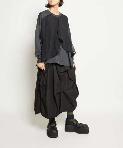gomme(ゴム)の「ファインスムース FダブルT(Tシャツ/カットソー・レディース・チャコールグレー/ブラック・MEDIUM)」の9枚目の写真